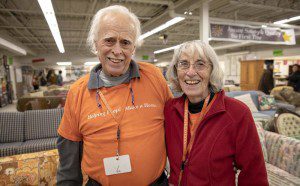 Ira and Barbara Smith, at Household Goods in Acton, Mass. (Robin Lubbock/WBUR)